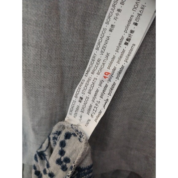 Zara Basic Grey Long Sleeve Tunic Top with Navy Floral Embroidery Size Large - Picture 9 of 11